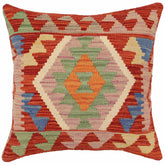 handmade Traditional Pillow Rust Blue Hand-Woven SQUARE 100% WOOL  Hand woven turkish pillow  PILLOW